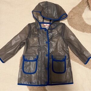 Hunter Kids Raincoat - Gray with Blue Trim